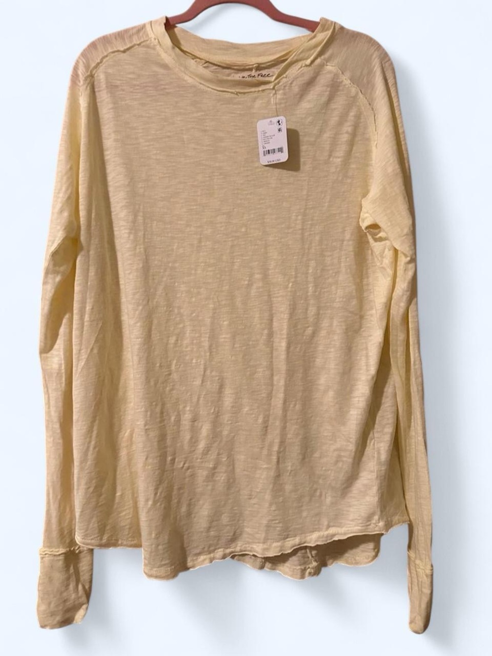 We The Free Pale Yellow Long Sleeve Crewneck Top
